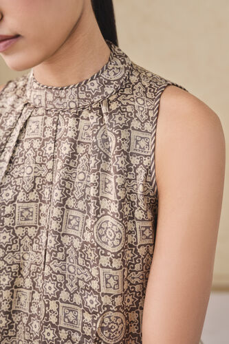 Serrano Handcrafted Ajrakh Silk Co-ord - Grey, Grey, image 8